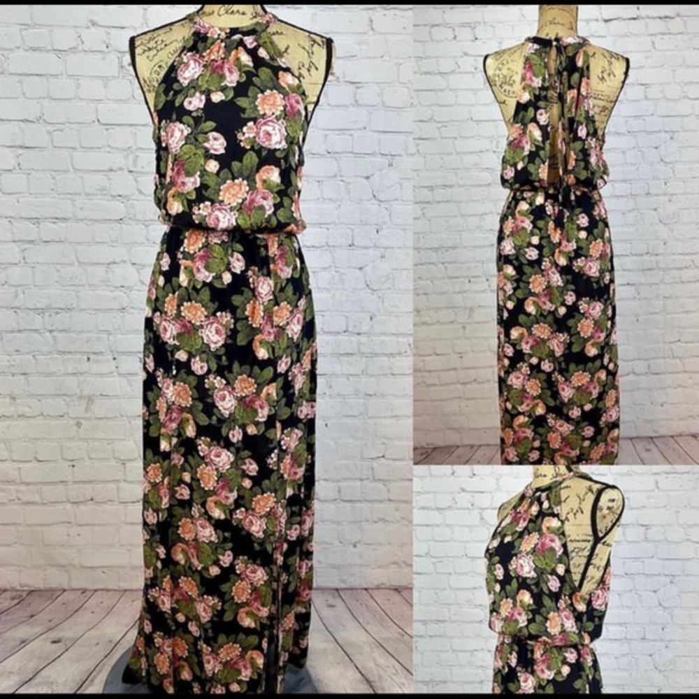 American Eagle Floral Print Open Back Maxi